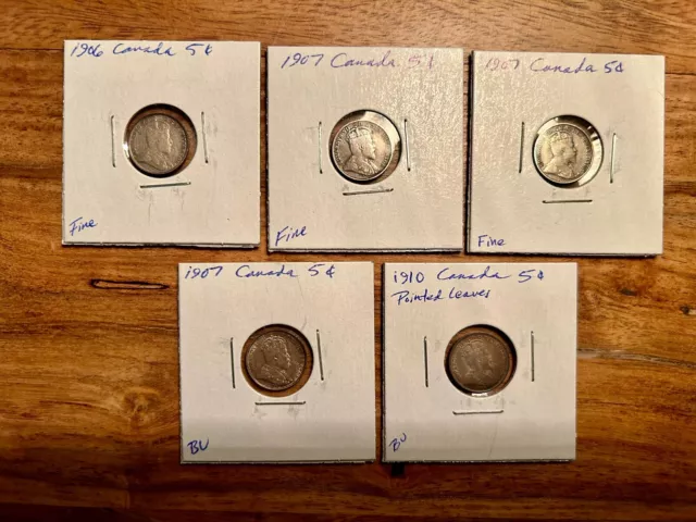 Lot Of Canada 29 5 Cents Silver 1906-1936 + Roll Of UNC 1961 5 Cents Some BU 3