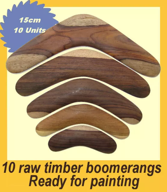 Blank Boomerangs | Lot of 10 raw timber boomerangs - 6in / 15cm