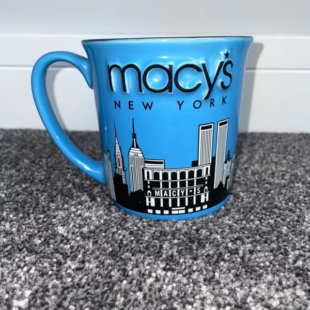 MACY’S New York Embossed CUP MUG Pre 9/11 With World Trade Centre RARE COLLECTOR