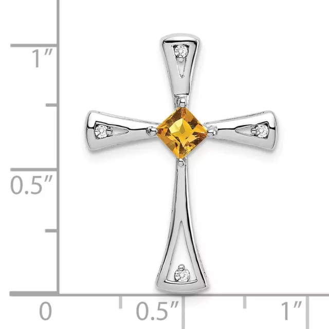 10K WHITE GOLD Citrine and Diamond Cross Pendant $329.95 - PicClick