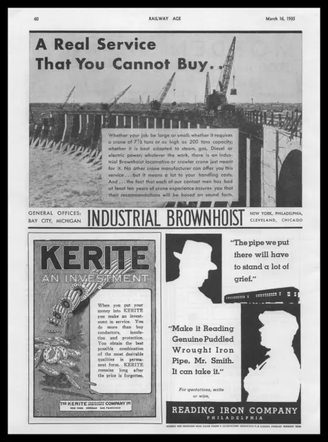 1935 Industrial Brownhoist Bay City Michigan Photo Crawler Cranes Dam Print Ad