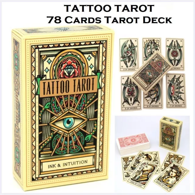 Tattoo Tarot: Tarot Deck 78 Cards Oracle English Version Divination New