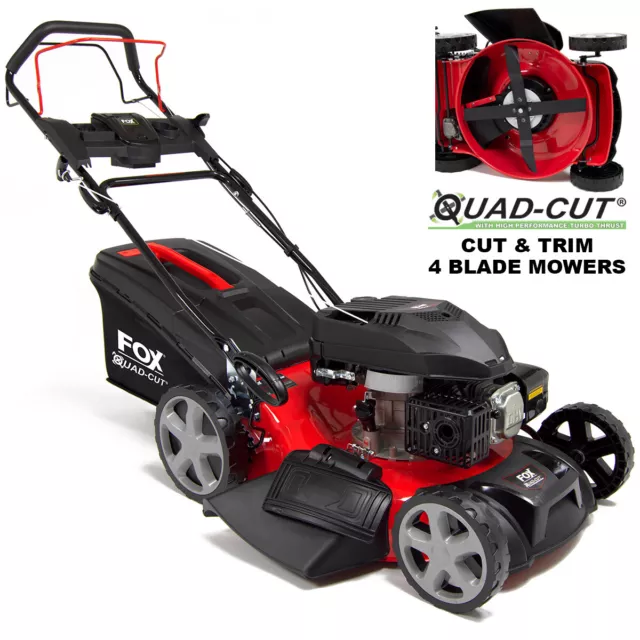 Petrol Lawn Mower Self Propelled 4 Blades Turbo Fox 20" 51cm 173cc Lawnmower