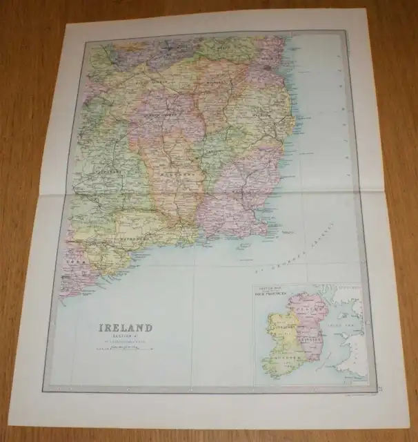 Map: 1890 Ireland, the south eastern portion from Library Reference Atlas