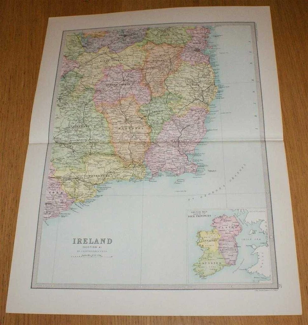 Map: 1890 Ireland, the south eastern portion from Library Reference Atlas