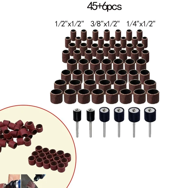 HARFINGTON Lot de 12 mandrins en caoutchouc pour tambour de ponçage de 1,27 cm, tige de 2,35 mm, support de manchon de ponçage pour ponceuse à tambour et meuleuse rotative