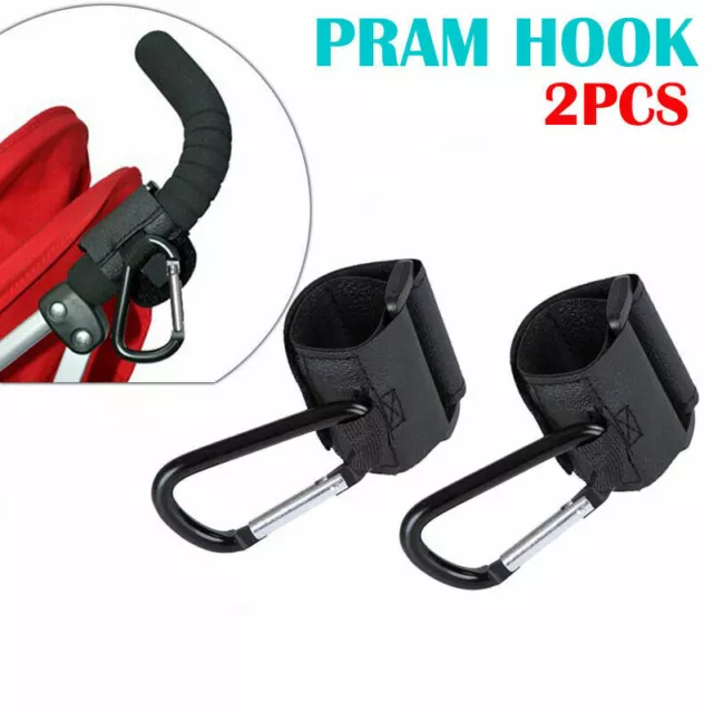 2x Pram Hook Baby Kids Stroller Hooks Shopping Bag Clip Carrier Pushchair Hanger