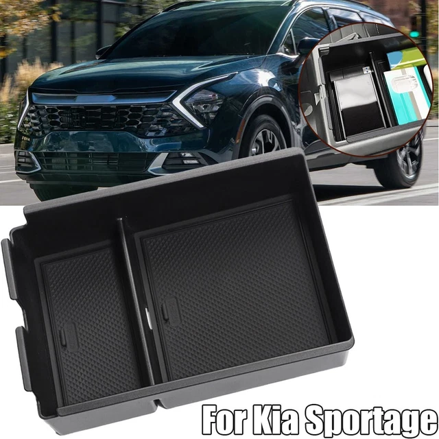 KAPSING - Boîte De Rangement Noire Pour Console Centrale Kia EV6 (2021-2023) | Organisateur D'accoudoir Central | Compatible Accessoires Auto