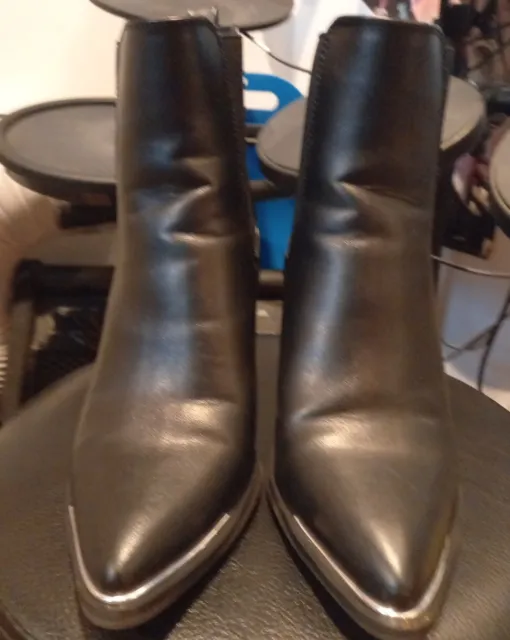 STEVE MADDEN RESTRICT Black Leather Boots Womens 6 W Og Box(Worn Once ...