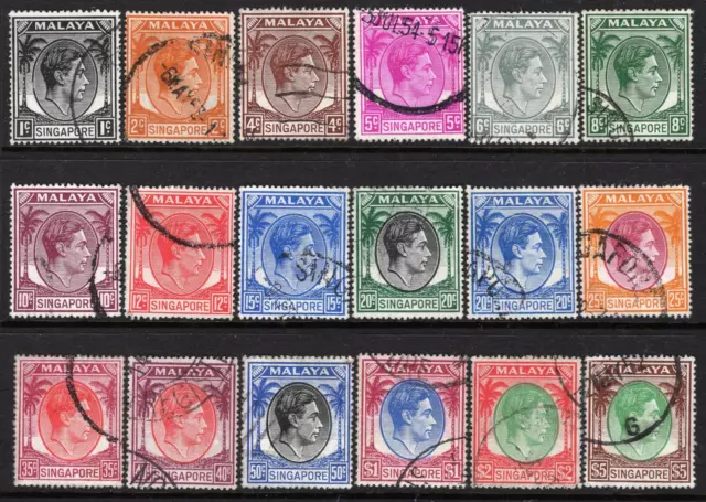 SINGAPORE-1948-52 Perf 17½x18 Set to $5 Sg 16-30 FINE USED