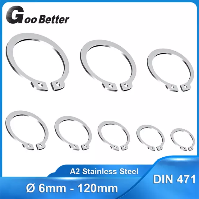 External Circlips 304 A2 Stainless Steel Retaining Rings Snap CirClip 6mm-150mm