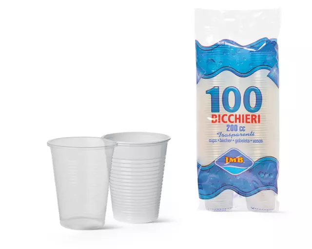 1000 o 3000 BICCHIERI PER ACQUA MONOUSO PLASTICA BIANCHI o TRASPARENTI 200CC