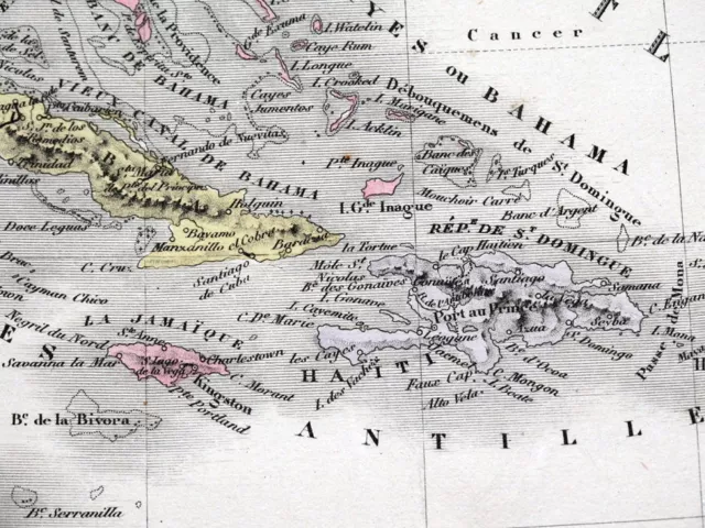 WEST INDIES, CENTRAL AMERICA, CARIBBEAN, Malte Brun original antique map c1850 2