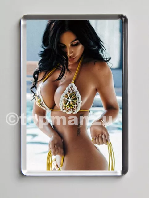 New, Quality Fridge Magnet, Sexy, Classy Glamour Model in Gold Bikini, Big Boobs