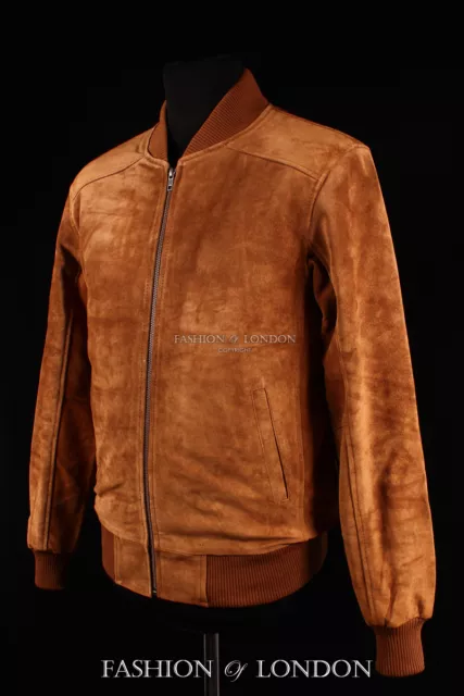 Men's 70'S BOMBER Leather Jacket Tan Pilot Aviator Style Suede Leather Jacket