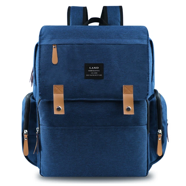 LAND Diaper Nappy Bag Waterproof Mommy Backpack Travel Foldable Backpack Navy