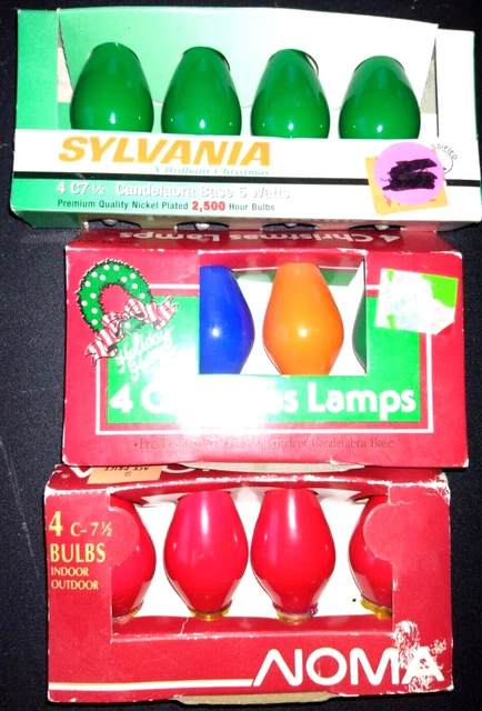 C7 1/2 Replacement Bulb Lot of 12 Bulbs - Blue Red Green Orange Christmas Lights