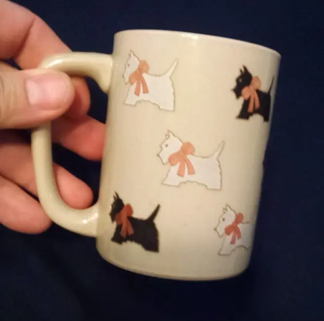 Otagiri Coffee Mug Cup Black & White Scottie Dogs Pup Scottish Terrier Red Bows