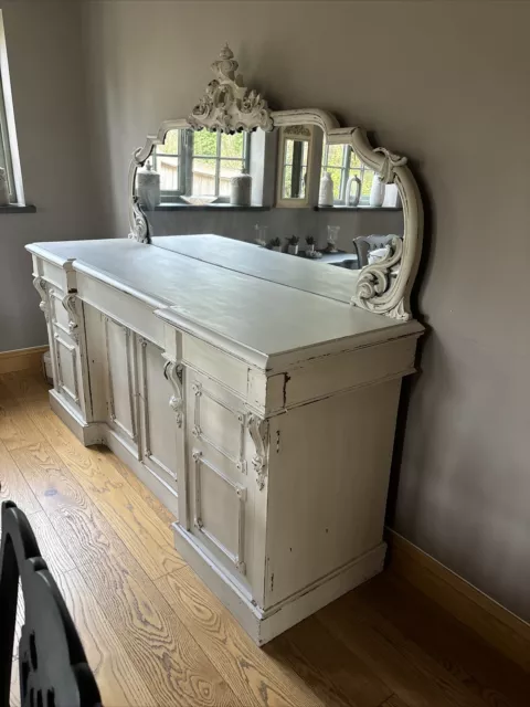 Large Victorian Mahogany Painted And Distressed Sideboard