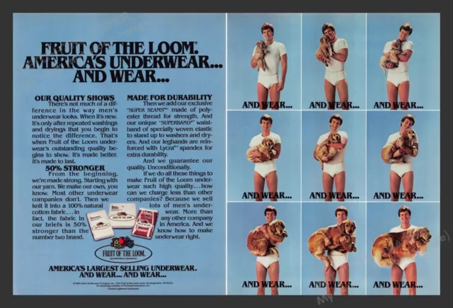 FRUIT OF THE Loom Underwear 1980s Print Advertisement Ad 1989