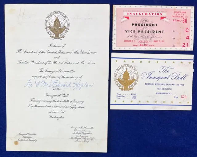 1953 President Dwight Eisenhower Inauguration Ticket Inaugural Ball Invitation