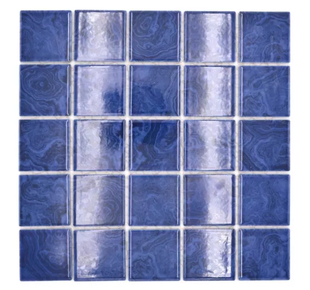 Azulejos de mosaico cerámica azul cobalto rayas efecto azulejos de pared | 10 alfombras