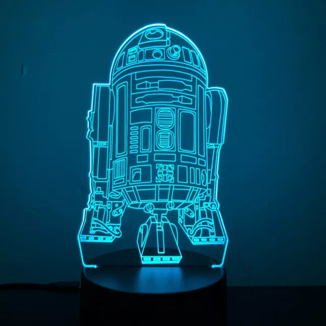 STAR WARS R2D2 DROID 3D Acrylic LED 7 Colour Night Light Touch Table Lamp