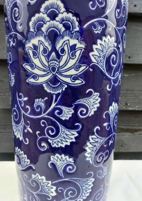 Viktorianisches Design blaue Blume Regenschirmständer/Gehstock Halter 18 Zoll Ht.
