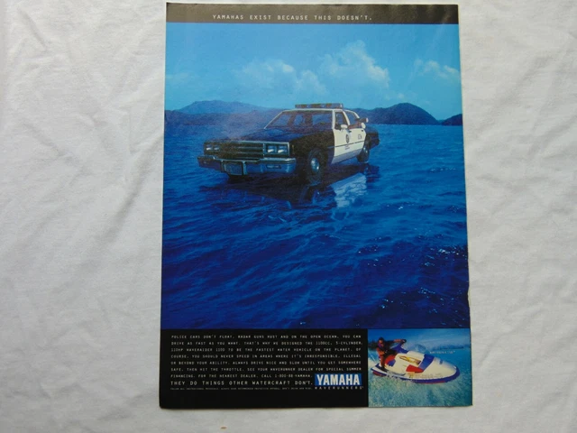 1996 YAMAHA WAVERUNNERS FLOATING POLICE CAR art print ad