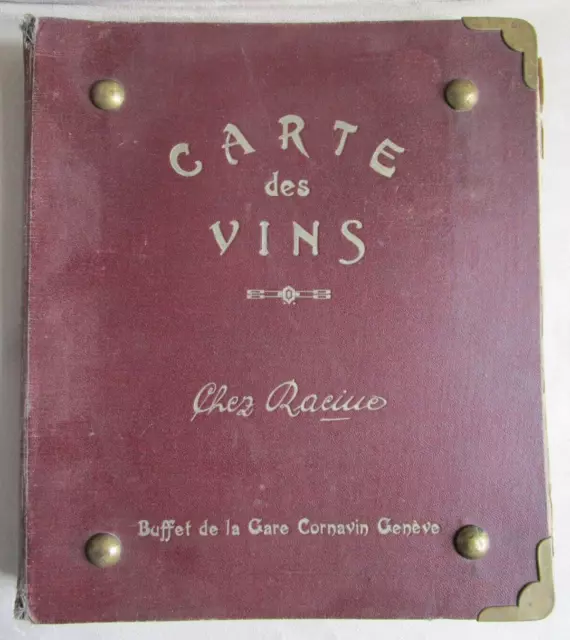 Carte Des Vins - Carta Dei Vini  Anni 20  - In Francese- Ginevra  74 Pagine