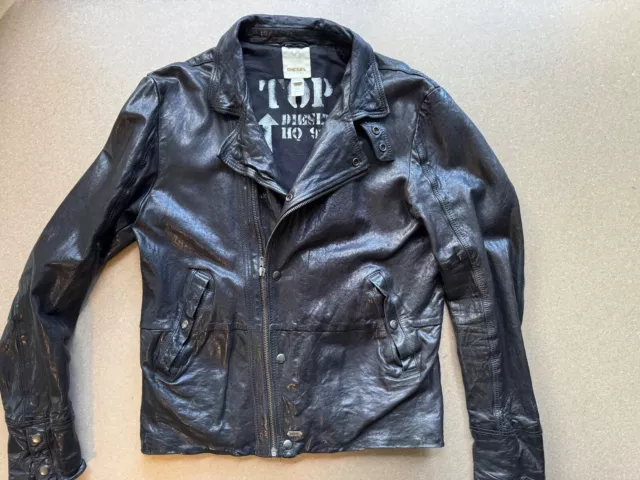 Diesel Men’s Black Leather Jacket hQ 937  XL Original $980