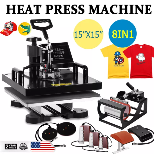 Presse à Chaud Chaleur Presse 8 en 1 Heat Press 1250W T-shirts Assiette Tasse