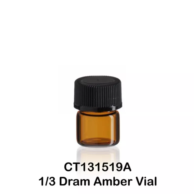 50 Amber Glass Vials w/ Screw Caps 15 x 19 mm - 1/3 Dram (1/24 Oz., 1.25 ml)
