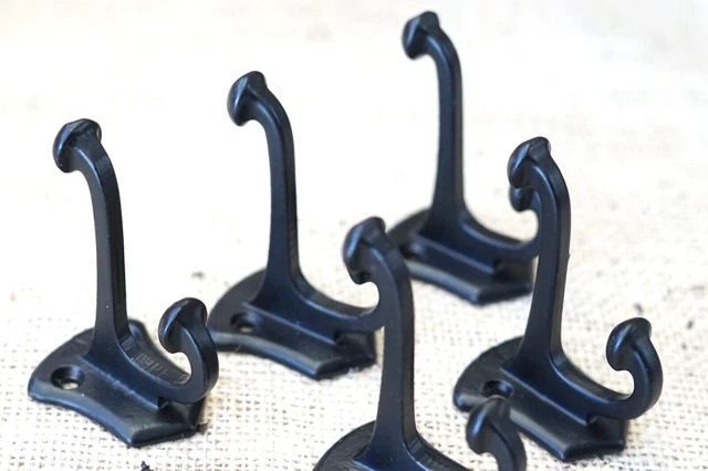 5 PCS Cast Iron Vintage Style Coat Hooks Hat Hook Rack Hall Tree Gloss Black 2