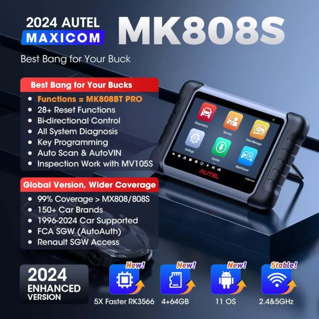 2024 Autel MaxiCOM MK808S PRO+ MX808S Bidirectional Car Diagnostic Scanner Tool