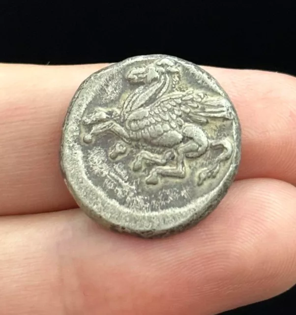 Ancient Greek ar drachm silver Pegasus coin in Good condition