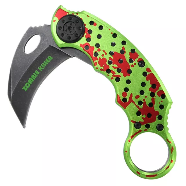 5.5" Primal Fear Karambit Knife - Tactical Spring Assist Folding Zombie Killer 3