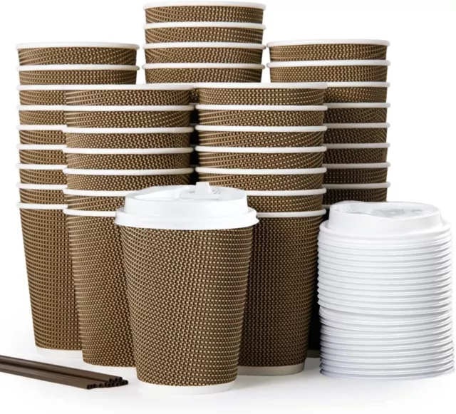 MOTYYA 8 Oz Paper Coffee Cups, Insulated Triple-Au