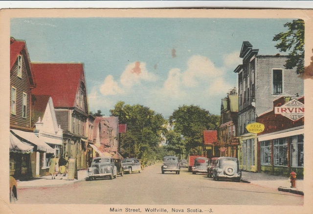 Wolfville, Nova Scotia~Canada~Main Street~Vintage Postcard