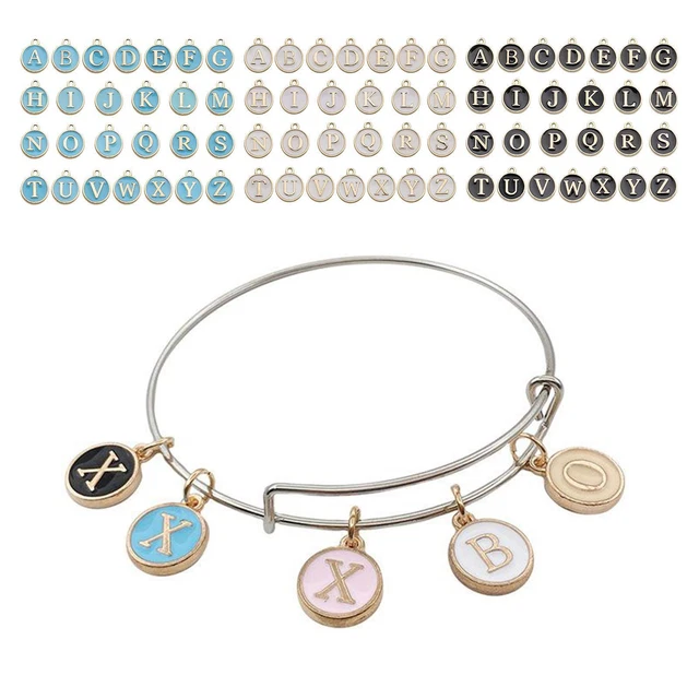 26x Emaille Alphabet Charms Initial Brief Armband Schmuck für DIY Handwerk