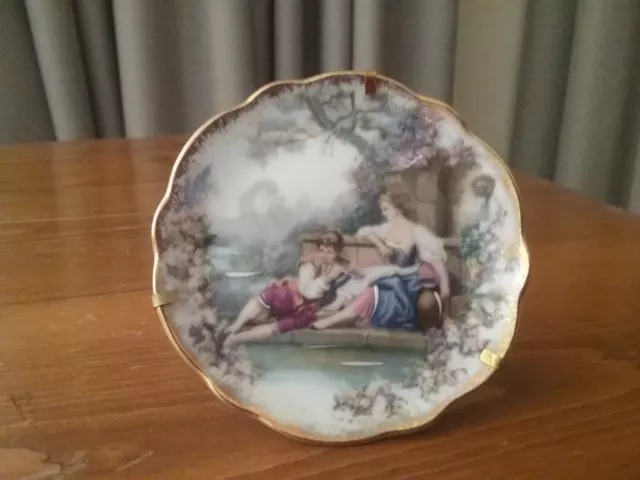 Limoges Rehausse Miniature Plate On Stand. Made In France.