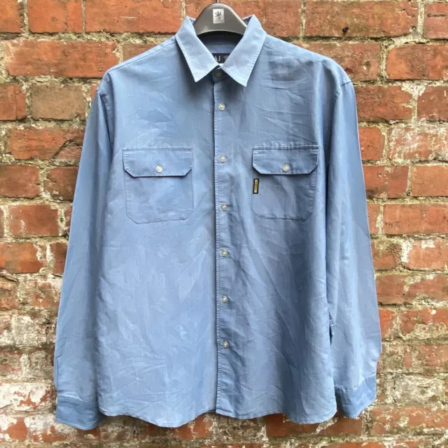 Vintage Armani Jeans Shirt Men’s Large Blue  Double Pocket Overshirt Italy