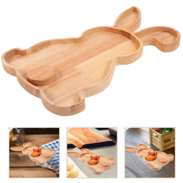 Easter Wooden Rabbit Plate Adorable Wooden Tray Snack Fruit Tray for Parties