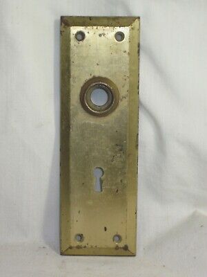 single vintage back door rectangular metal escutcheon keyhole cover plate