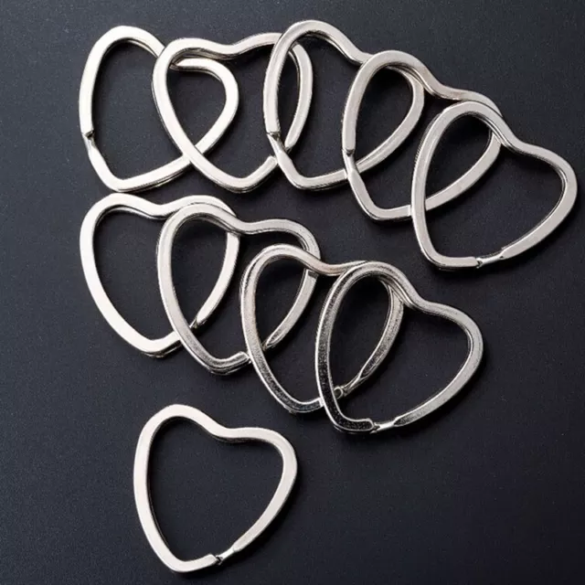 10PCS Heart Metal Key Holder Split Rings Keyring Keychain Hoop Loop DIY B-xd