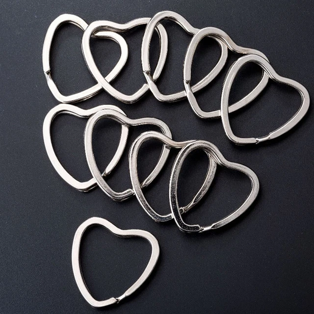 10PCS Heart Metal Key Holder Split Rings Keyring Keychain Hoop Loop DIY B..b