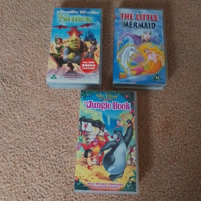 3 CLASSIC CHILDREN S Animated Movies On VHS Tapes Shrek The Jungle 