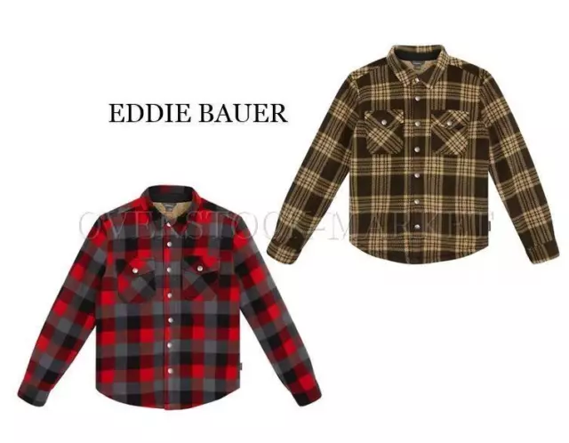 New! Boy's Eddie Bauer Sherpa Lined Shirt Jacket! Snap Button Closure! Variety!