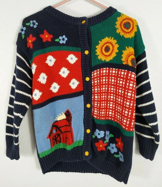 The Eagle's Eye for Children Hand Knit Button Up Sweater VTG 1994 Sz Medium