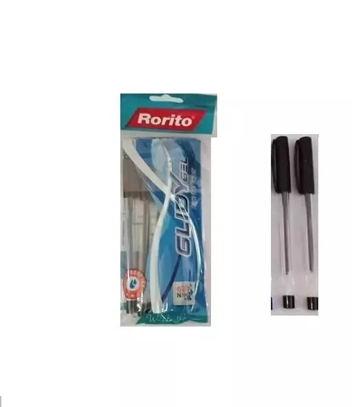 5x Rorito GLIDY Gel Pen | NEGRO | Punta de 0,6 mm | Agarre Elasto | Envío Gratuito